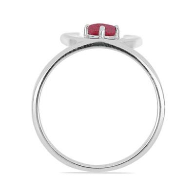 BUY GLASS FILLED RUBY SINGLE STONE RING IN 925 SILVER